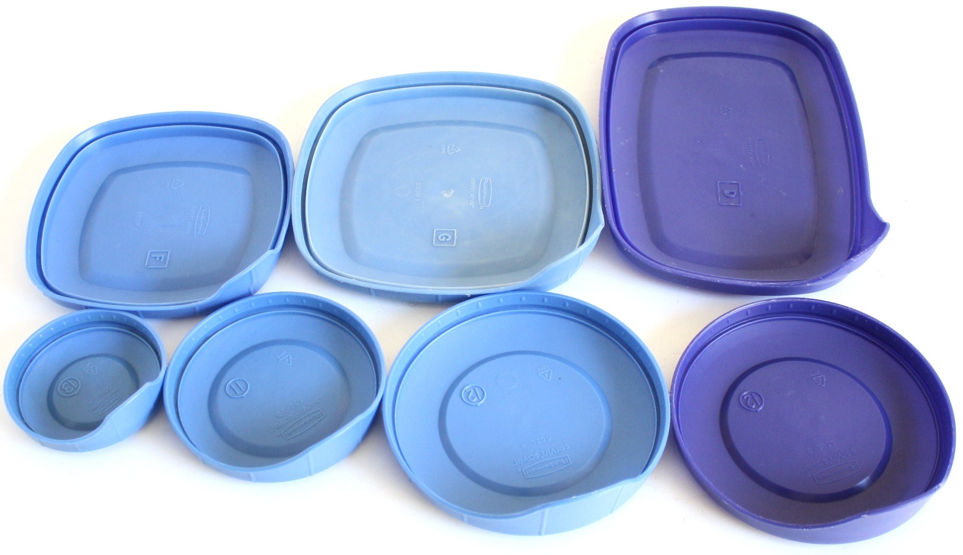 Rubbermaid Microwave Servin Saver Dishes: 4 Oz Bowl, Lid I, or Divided Oval  Dish / Lid V Oven Safe Plastic Containers Mauve Pink Blue Gray 