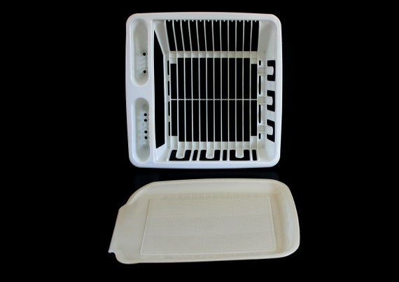 Compact Dish Rack in White Plastic