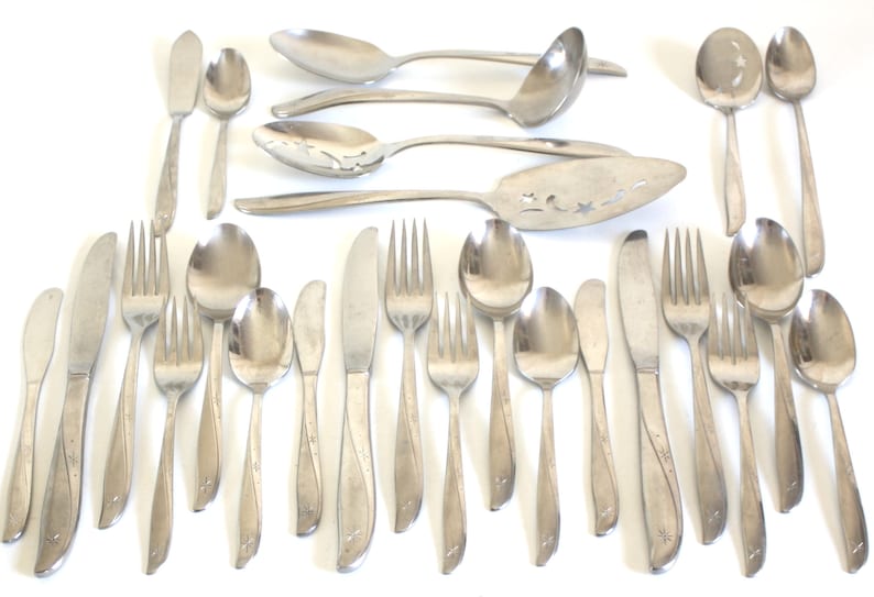 Oneida Twin Star Atomic Starburst Flatware Replacement Pieces, Mid Century Modern Community Stainless Silverware, Teaspoon, Dinner Fork, etc image 4