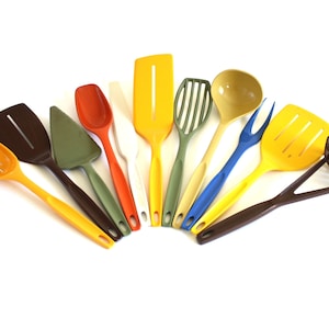 Nylon Plastic Foley Kitchen Utensils 1970s 1980s Kitchen Basting Spoon, Icing Spreader, Potato Masher