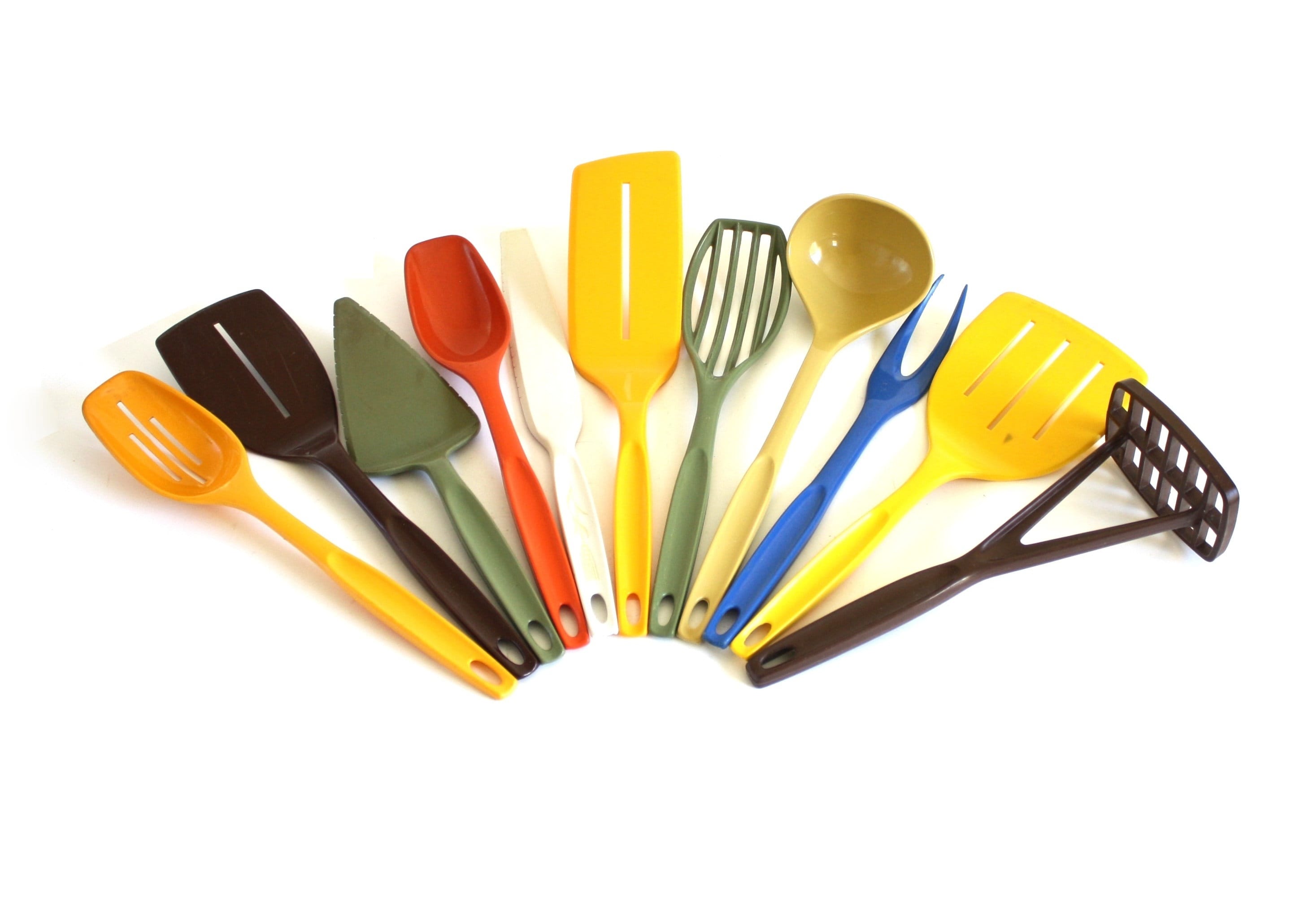 Assorted Vintage Nylon Cooking Utensils Tupperware & Foley Kitchen Tools  Gadgets Flipper Spoons Salad/ Pasta Sporks Plastic Turners Scoops 