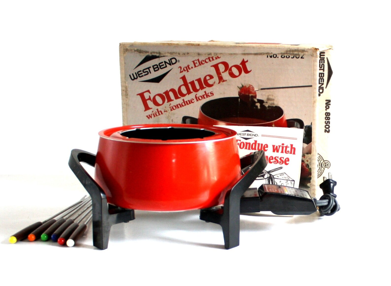 Electric Fondue Pot West Bend 88502 Vintage 1980s Red Set Etsy