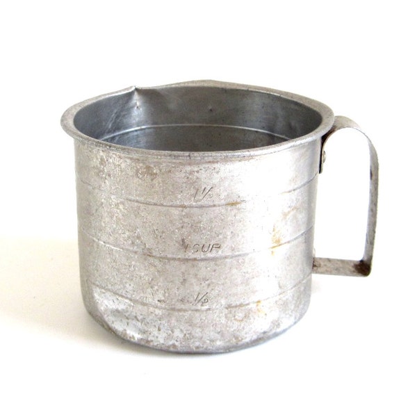 Aluminum Measuring Cup 2 Cups Food Photography Prop Old Metal Measuring Cup