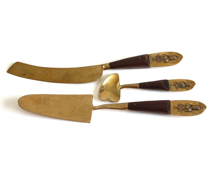 Thailand Silverware, Siam Brass / Bronze / Gold Flatware Serving Pieces