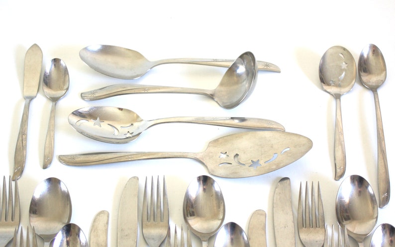 Oneida Twin Star Atomic Starburst Flatware Replacement Pieces, Mid Century Modern Community Stainless Silverware, Teaspoon, Dinner Fork, etc image 6