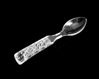 Clear Glass Spoon, Quilted Handle, Diamond Pattern Serving Utensil