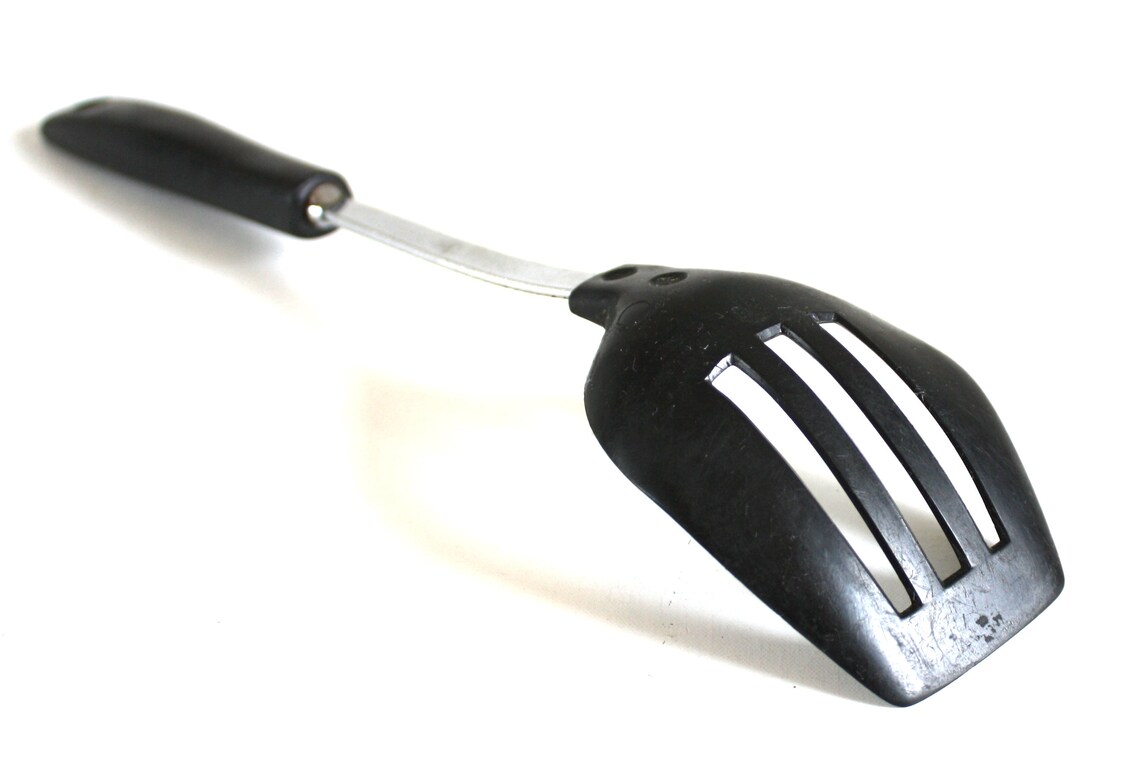 Ekco Plastic Spoon USA Black Slotted Spoon Etsy