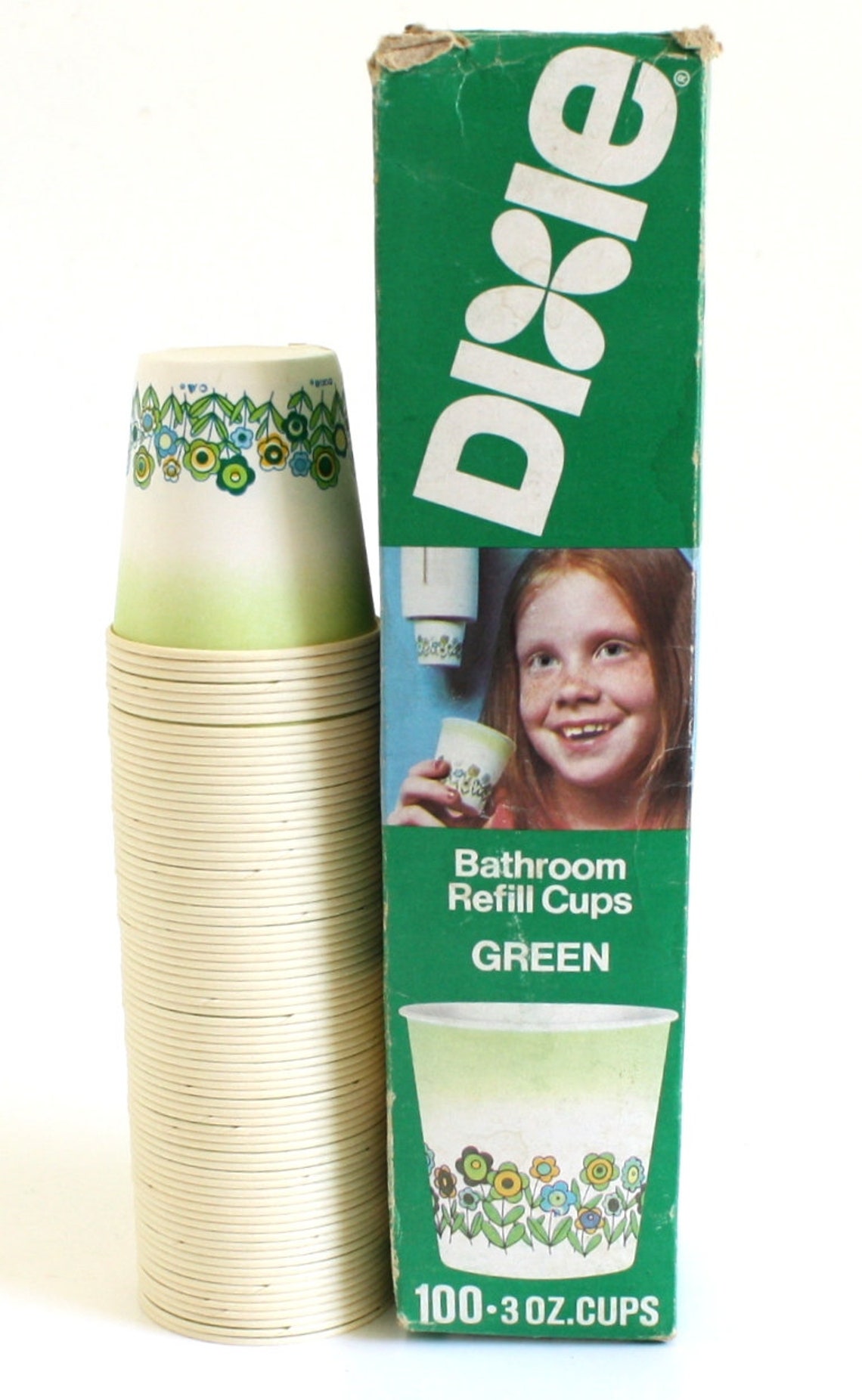 1970s Dixie Cups 3 oz Green Flowers Retro Bathroom & Etsy