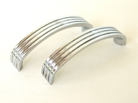 Art Deco Cupboard Handle Pulls Chrome Cabinet Hardware Etsy