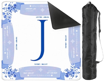 Personalized Mahjong Mat Blue Floral  Custom Mahjong Table Mat  Mahjong Gift for Her  Mahjong Accessories  Game Night Decor