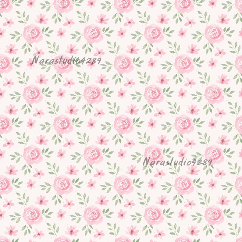 Pink Watercolor Rose Floral Seamless Pattern | Romantic Digital Paper ...
