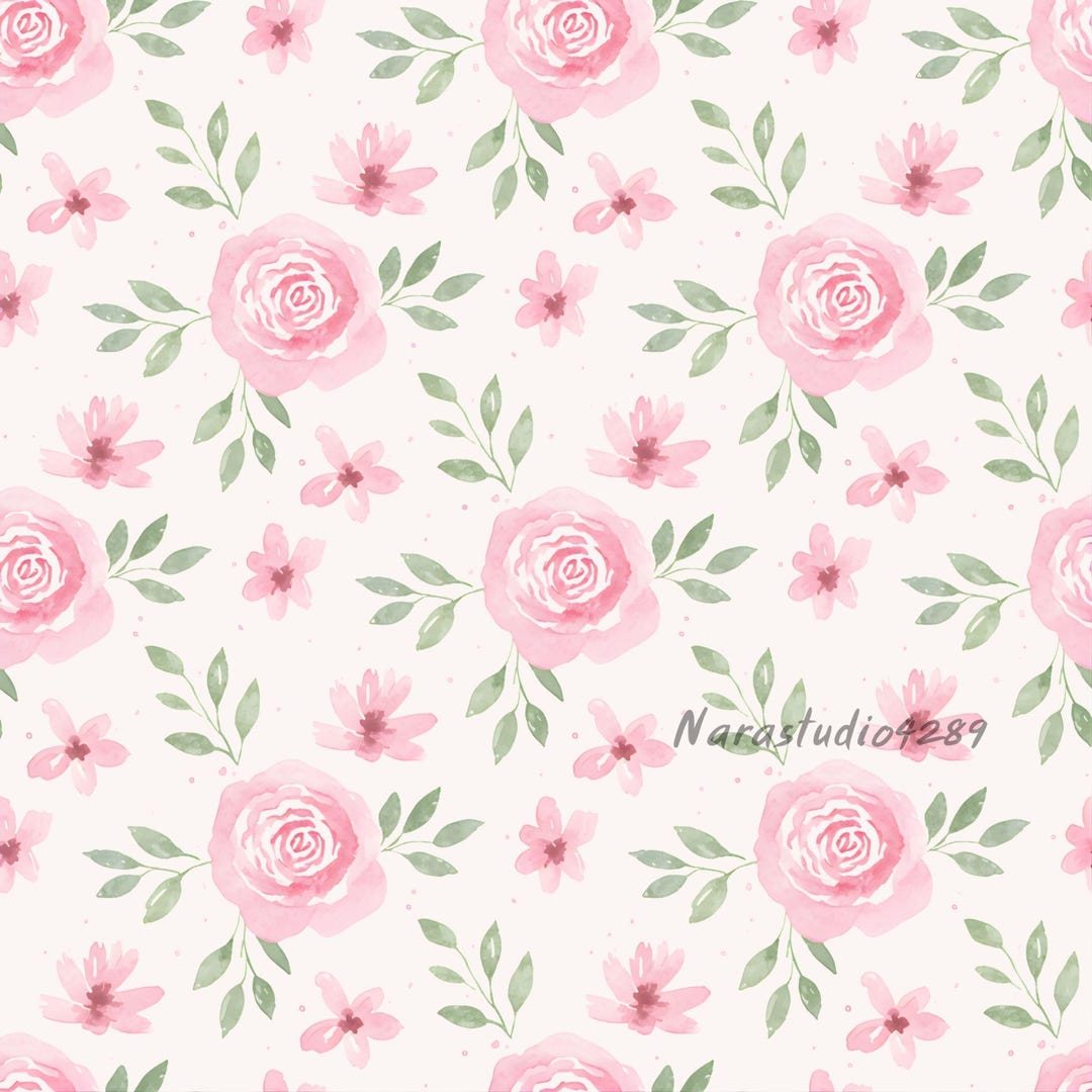 Pink Watercolor Rose Floral Seamless Pattern | Romantic Digital Paper ...