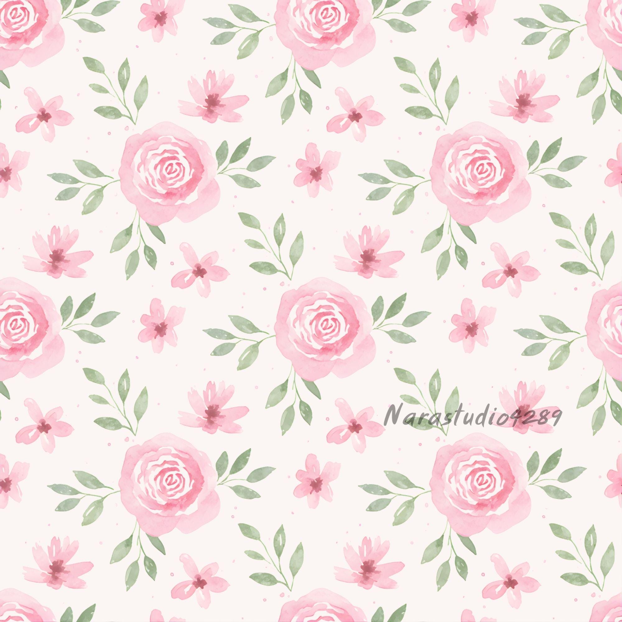 Pink Watercolor Rose Floral Seamless Pattern | Romantic Digital Paper ...