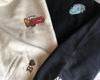 Lightning McQueen & Sally Couple embroiedred shirt – Matching Cars Couple shirts, Cute His and Hers Love Gift