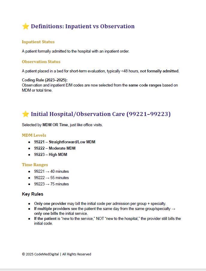 E/M Coding Mini Course | Medical Coding Reference Guide (PDF) - Etsy