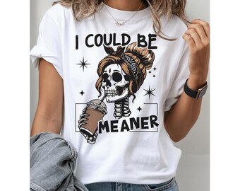 Camiseta de café con esqueleto, camiseta gráfica divertida y sarcástica, camiseta espeluznante para mujer