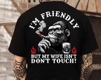 Camiseta divertida con estampado de gorila, camiseta con humor para parejas.
