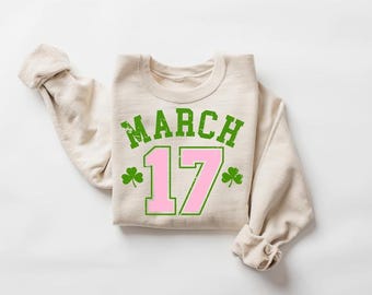 Sudadera con trébol del 17 de marzo, jersey de cuello redondo con la suerte de los irlandeses