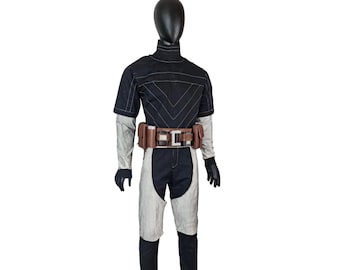 Tung infanteri Paz Vizsla-inspirerad flygdräkt med läderbälte | Mandalorian Cosplay-kostymset