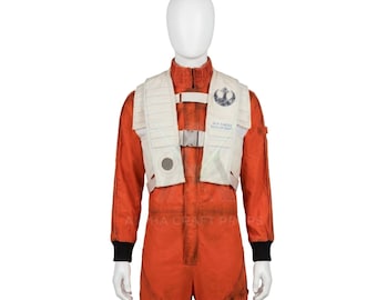 Poe Dameron Pilot Costume | X-Wing Flight Suit Star Wars Cosplay | Resistance Rebel Pilot Jumpsuit Outfit