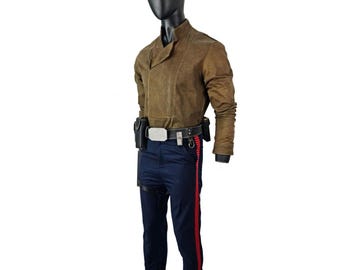 Han Solo Cosplay Costume with Leather Belt | Star Wars Smuggler Jacket & Pants Set