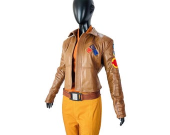 Disfraz de Sabine Wren: chaqueta de cuero marrón estilo Hera Syndulla con cinturón / Cosplay de Star Wars Rebel
