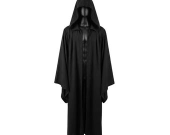 Túnica Jedi con capucha para adulto / Capa negra, cosplay de Star Wars