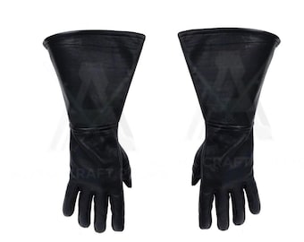 Guantes de cuero negros de Darth Maul – Guantes largos tipo guantelete para cosplay de los Sith de Star Wars, accesorios para disfraces, accesorio para Halloween