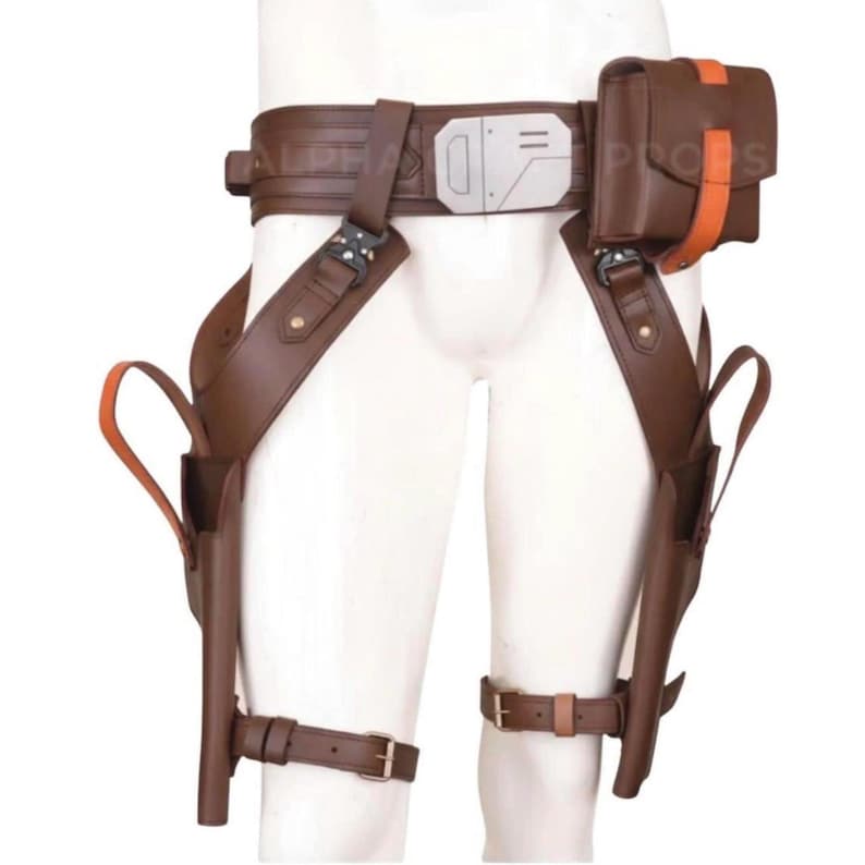Axe Woves säsong 3 läderbälte | Mandalorian cosplaybälte | Star Wars-inspirerat hölsterbälte kostymtillbehör bild 1
