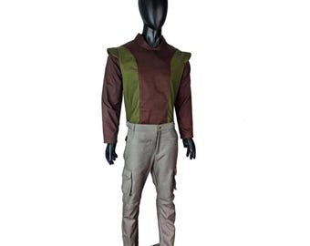 Disfraz de Kanan Jarrus para cosplay: conjunto de camisa y pantalones de caballero rebelde, inspirado en Star Wars Rebels para adultos.