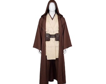Disfraz completo de Obi Wan Kenobi / Túnica Jedi inspirada en Star Wars con cinturón / Traje de Halloween personalizado