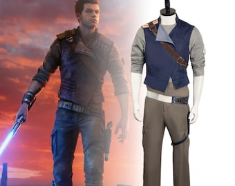 Disfraz de Cosplay de Cal Kestis Jedi Survivor / Traje de algodón con funda de cuero
