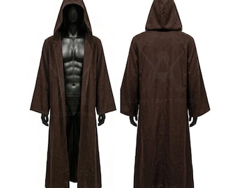 Capa con capucha Jedi, capa marrón inspirada en Star Wars, túnica, disfraz de cosplay, atuendo de Halloween