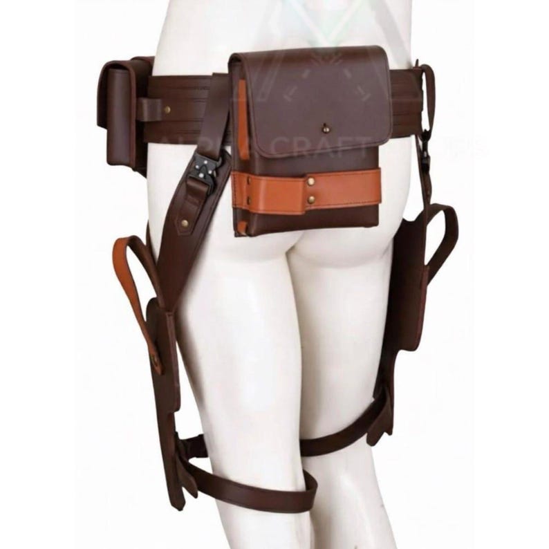 Axe Woves säsong 3 läderbälte | Mandalorian cosplaybälte | Star Wars-inspirerat hölsterbälte kostymtillbehör bild 2
