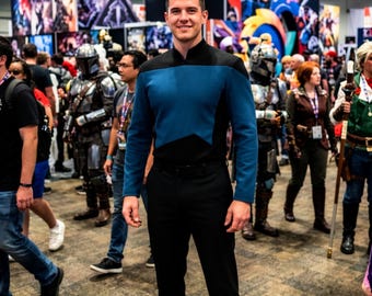 Star Trek TNG Blue Command Uniform Costume | The Next Generation Cosplay Shirt & Pants