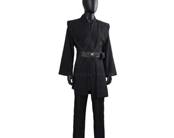 Disfraz de Anakin Skywalker Jedi Negro, conjunto de túnica inspirado en los Sith, atuendo de cosplay de Star Wars, túnica Jedi Oscura, disfraz de Halloween