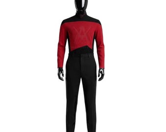 Star Trek TNG Red Command Uniform | Captain Cosplay Shirt & Pant | The Next Generation Costume