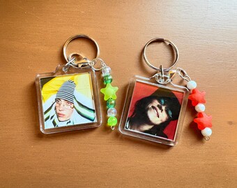 Billie Eilish hit me hard and soft photo shoot keychains two pack.