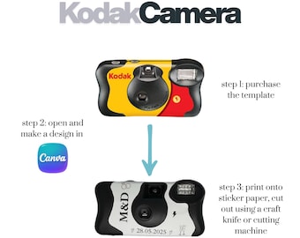 Kodak Kamera Aufkleber Vorlage | Bearbeitbarer Canva PDF-Download