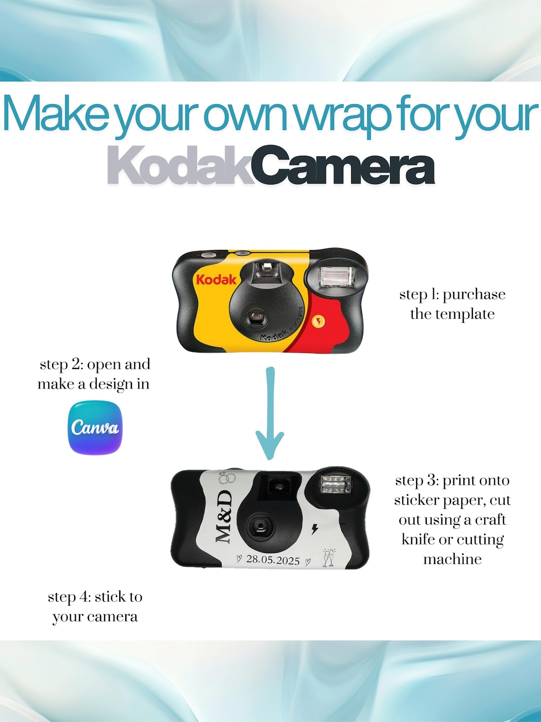 Sticker Koduk Kodak Camera Sticker Template | Editable Canva PDF Download - Etsy
