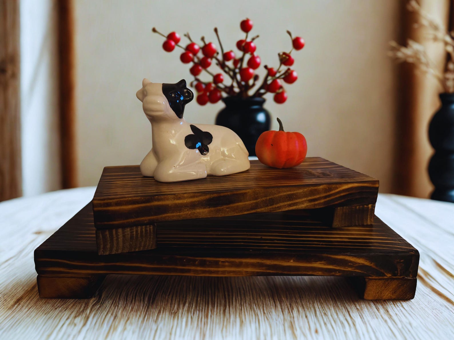 Rustic Wood Riser Set- Farmhouse Display Stands- Tiered Wooden Pedestal ...