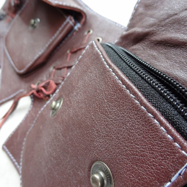 Cherry Ale Brown Unisex Burner Leather Utility Belt Bag