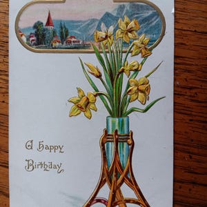 A Happy Birthday - Vintage Postcard