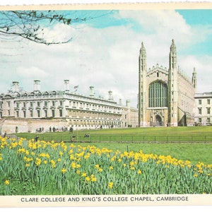Clare College & King's College Kapelle - Cambridge - Postkarte von 1974