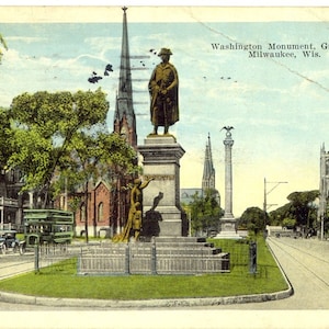 Washington Monument - Milwaukee, Wisconsin - Carte postale ancienne de 1927
