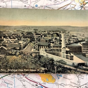 Athol, Massachusetts - Birdseye from School St - 1912 Vintage Postcard