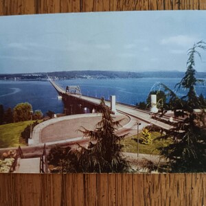 Pont ponton du lac Washington - Carte postale vintage