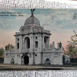 Hurlburt Memorial Gate - Galdwin Park -Detroit, Michigan - 1916 Vintage Postkarte