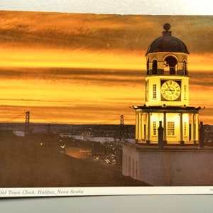 Coucher de soleil - Horloge de la vieille ville - Halifax - Nouvelle-Écosse - carte postale ancienne