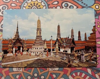 Main Entrance to Emerald Buddha Temple & Prangs - East Platform of Pantheon - Bangkok, Thailand - Vintage Postcard